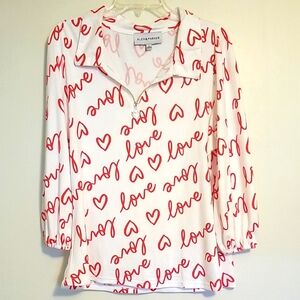 White and Red Love Print Top by Alex + Parker